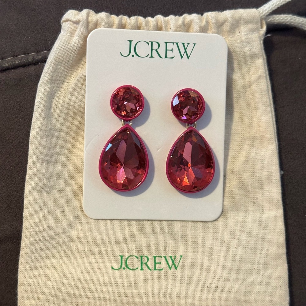 J. Crew Fuchsia Teardrop Earrings